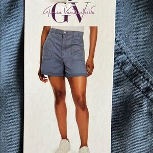 Gloria Vanderbilt High Waist Blue Utility Shorts
